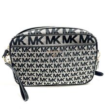 Auth MICHAEL KORS - Black Cream Jacquard Leather Shoulder Bag