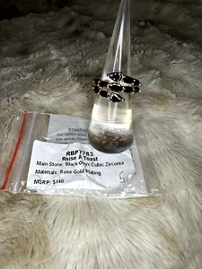 Bomb Party OG ring "Raise a Toast" size 5 BLACK ONYX ROSE GOLD  - Picture 1 of 3
