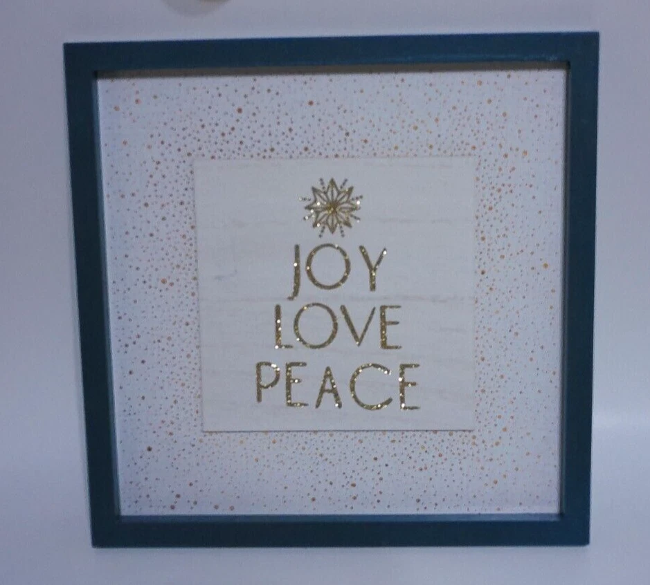 FRAMED PICTURE GLITTER "JOY LOVE PEACE" 12" X 12" BY EAST BROKERS - Image 1 of 2
