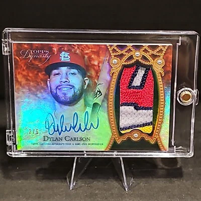 DYLAN CARLSON(ALL-ROOKIE TEAM) 2022 TOPPS DYNASTY DEEDS  RC AUTO /5 GAME PATCH - Image 1 of 4