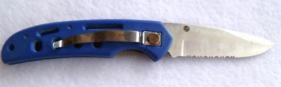 Vintage Frost Cutlery Folding Pocket Knife Blue 4 3/4" W/Pocket Clip - Image 1 of 4