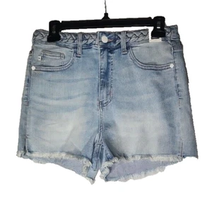 Judy Blue Women's Braided Denim Waistband Shorts Size 27 NWT Blue Light Wash - Picture 1 of 7