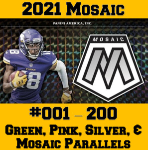 2021 Panini Mosaic Football YOU PICK Green, Pink Camo, Silver, & Mosaic #1-200