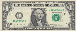 2009 $1 Dollar Bill Fancy Serial Number Rare “X NOTE” Bill L01689959X - Picture 1 of 1