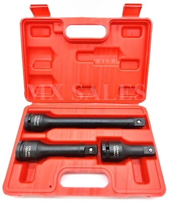 3 PC 3/4" INCH DR DRIVE EXTENSION BAR SET FOR AIR IMPACT WRENCH TOOL  - Image 1 of 2