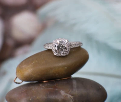 Genuine Tacori Platinum 1.35 ctw Diamond Engagement Ring GIA Cushion Bloom sz 6 - Image 1 of 4