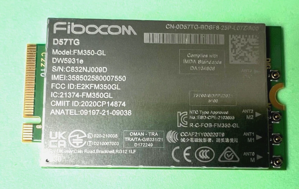 Fibocom FM350-GL DW5931e 5G M.2 für Latitude 7440 7640 5531 9330 3571  D57TG - Bild 1 von 1