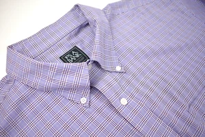 Jos. A. Bank Traveler Purple/White Plaid Button Down Collar Shirt Size: 2X - Picture 1 of 6