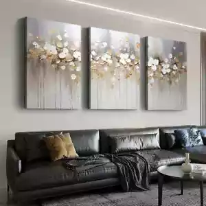 3pcs Modern Fashion Abstract Flowers & Leaves Wall Art Canvas Unframed/Framed - Picture 1 of 9