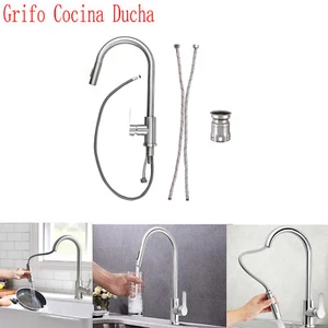 360° Grifos de Grifo Cocina Ducha Extraible Monomando Fregadero Acero rociador - Imagen 1 de 10
