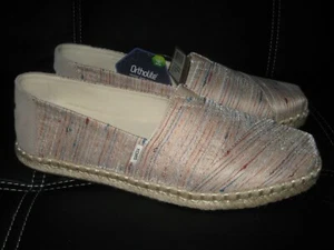 Toms Alpargata Seil Birke Metallic Slubby Streifen flach. Neutrale Farben. Neu! - Bild 1 von 7