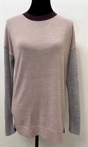 Pullover donna Tahari maglione grande viola colorblock lana merino extra fine - Foto 1 di 12