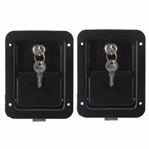 2x Large Paddle Handle Lock Latch Black Powdercoated Caravan Ute Truck Toolbox - Picture 1 of 9