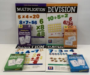 8pc Second 2nd & Third 3rd Grade Math Workbooks + Flash Cards Homeschool - Foto 1 di 12