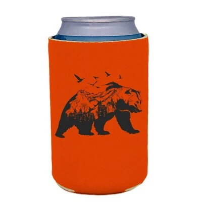 COOLIE JUNCTION Mountain Bear Neoprene Collapsible Can Coolie; Neoprene, nature, outdoor
