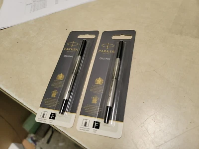 LOT OF 2 SEALED Parker Rollerball Pen Refill FINE Point Black INK QUINK 1952257