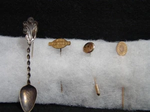BURDELLA STERLING SPOON PIN, WICHITA BUSINESS COLLEGE PIN, LOCKET PIN, OVAL PIN - Picture 1 of 12