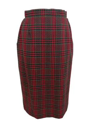 Windsmoor Women's Pencil Skirt Size 12 Red Mix Pure Wool Plaid Pocket Used F1 - Image 1 of 4