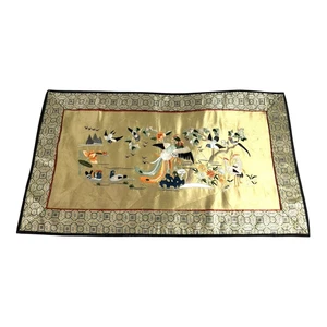 Antiker chinesischer Wandbehang Seide handbestickt Textil - Vogel Design - Bild 1 von 14