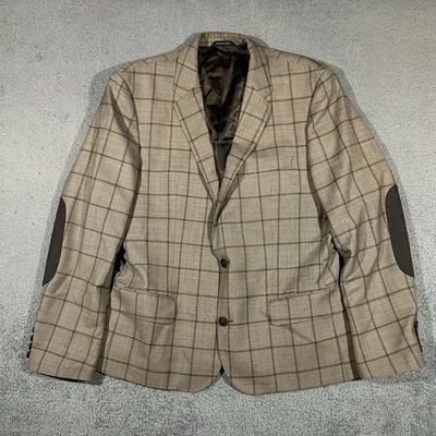 Boss Hugo Boss Tan & brown plaid blazer elbow pads Size 42L Men’s - Image 1 of 4