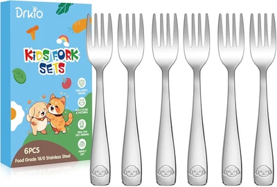 Juego de horquillas de acero inoxidable para niños pequeños - Juego de 6 tenedores para niños comida segura para niños G Foto 1 de 4