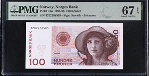 Norway 100 Kroner 1995 P 47 a Superb Gem UNC PMG 67 EPQ - Picture 1 of 4