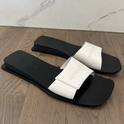 Sandalia de cuero con plataforma asimétrica japonesa Cole Haan vintage blanca negra 9B Foto 1 de 4