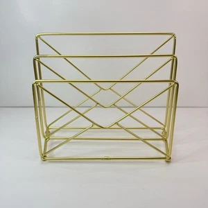 Vintage Brief Post Halter Datei Ordner Umschlag Form Schreibtisch Goldfarben  - Bild 1 von 11