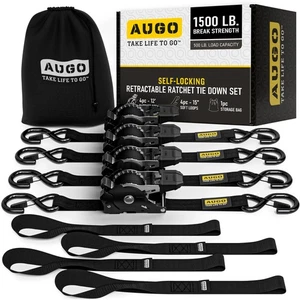 Self-Locking Retractable Ratchet Straps | 4 Heavy Duty Self-Tensioning Retrac... - Bild 1 von 7