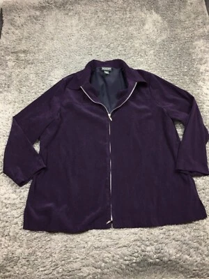 Notations Jacket Woman Size 2X Purple 3/4 Sleeve Full Zip 3386600 - Image 1 of 4