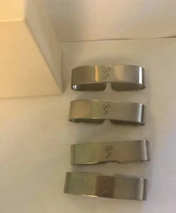 Vintage Retro MCM Angora Stainless Steel Set Napkin Holder Rings Made in England - Picture 1 of 4