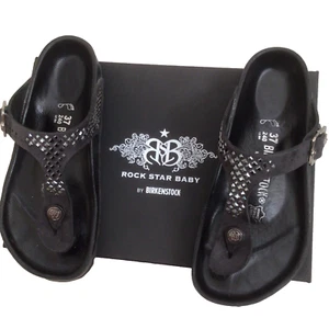 Rare BIRKENSTOCK Gizeh Rock Star Baby Black Suede Black Crystals Size 37 Regular - Picture 1 of 24