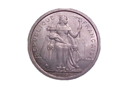 1965 French Polynesia 2 Francs KM# 3 - Nice High Grade Circ!-c1899xux - Image 1 of 2