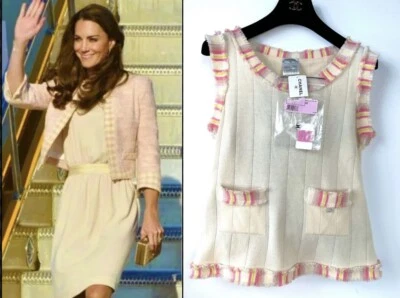 New Chanel Vintage 2004 Ivory Pink Barbie Sweater Top 40 42 8 10 Shirt Logo M L - Image 1 of 4