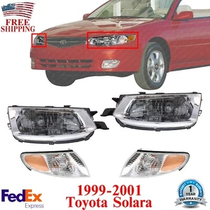 Headlights Assembly Halogen + Corner Lights LH & RH For 1999-2001 Toyota Solara - Afbeelding 1 van 10