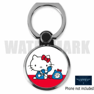 HELLO KITTY TALKING ON THE PHONE RING STAND CUSTOM METAL ROUND FREE SHIPPING USA - Picture 1 of 2