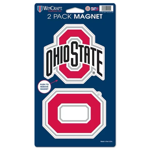 OHIO STATE BUCKEYES 2 PACK DIE-CUT LOGO MAGNETS HIGH QUALITY NCAA LICENSED Cover