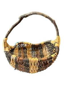 Cesta de recolección de glúteos vintage ojo de Dios primitivo mango de madera rústico - Imagen 1 de 11