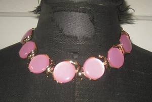 Vintage AVON Goldtone & Pink Discs Choker Necklace - Picture 1 of 4
