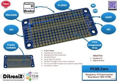 PESB Raspberry Pi GPIO Experimentier Strip Board MINT Maker Break-Out PCB Proto - Bild 1 von 4