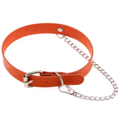 Gargantilha de couro ecológico punk gótico colar fivela colar correntes acessórios joias - Imagem 1 de 4