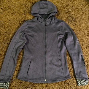 Mondetta Full Zip Hooded Jacket Purple Blue Women M Long Sleeve Thumb Hole EUC - Picture 1 of 15