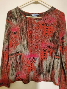 Koret Multi Color Polyester/Spandex Long Sleeve Pullover Top sz PM - Picture 1 of 4