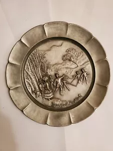 1976 Currier & Ives 9'' Pewter Plate American Country Life "Winter Pastime" - Picture 1 of 2