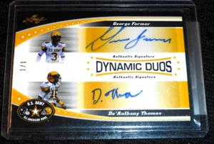 2011 LEAF ARMY ALL AMERICAN GEORGE FARMER~DE'ANTHONY THOMAS AUTO #D 1/1 PRE-RC - Picture 1 of 1