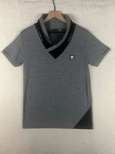 Lief Nelson Polo Shirt Mens Small Gray Zip Neck Heather Casual Stretch - Picture 1 of 10