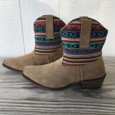 Botas cortas Roper Saddle Blanket para mujer de gamuza de cuero tostado 7 09-021-0977-0691 Foto 1 de 4