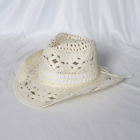 Women Men Western Cowgirl Hat Straw Cowboy Shapeable Wide Brim Summer Retro/-~