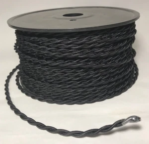 Nuevo Cable de Lámpara Retorcido Cubierto de Rayos Negro de Alta Calidad Vendido por Pie 6' Min. - Imagen 1 de 3