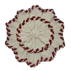 "Dos trivets redondos de ganchillo hechos a mano de colección de 11"" y 6,75" - Imagen 1 de 15